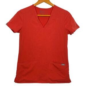 3/$20 Figs women's Clay Red Casma Three Pocket Short Sleeve Scrub Top XXS
